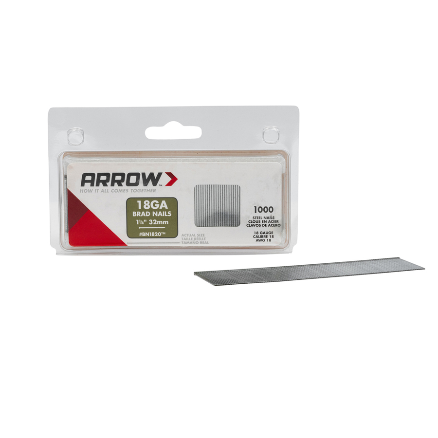 Arrow 1000 Count 18 Gauge 1 1/4 in Plain Steel Brads