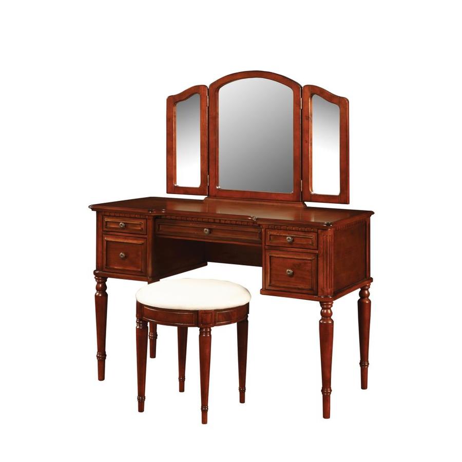 Powell Warm Cherry Makeup Vanity