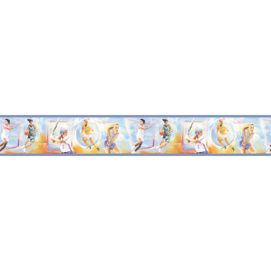 Village 6 7/8 Girls All Sports Prepasted Wallpaper Border