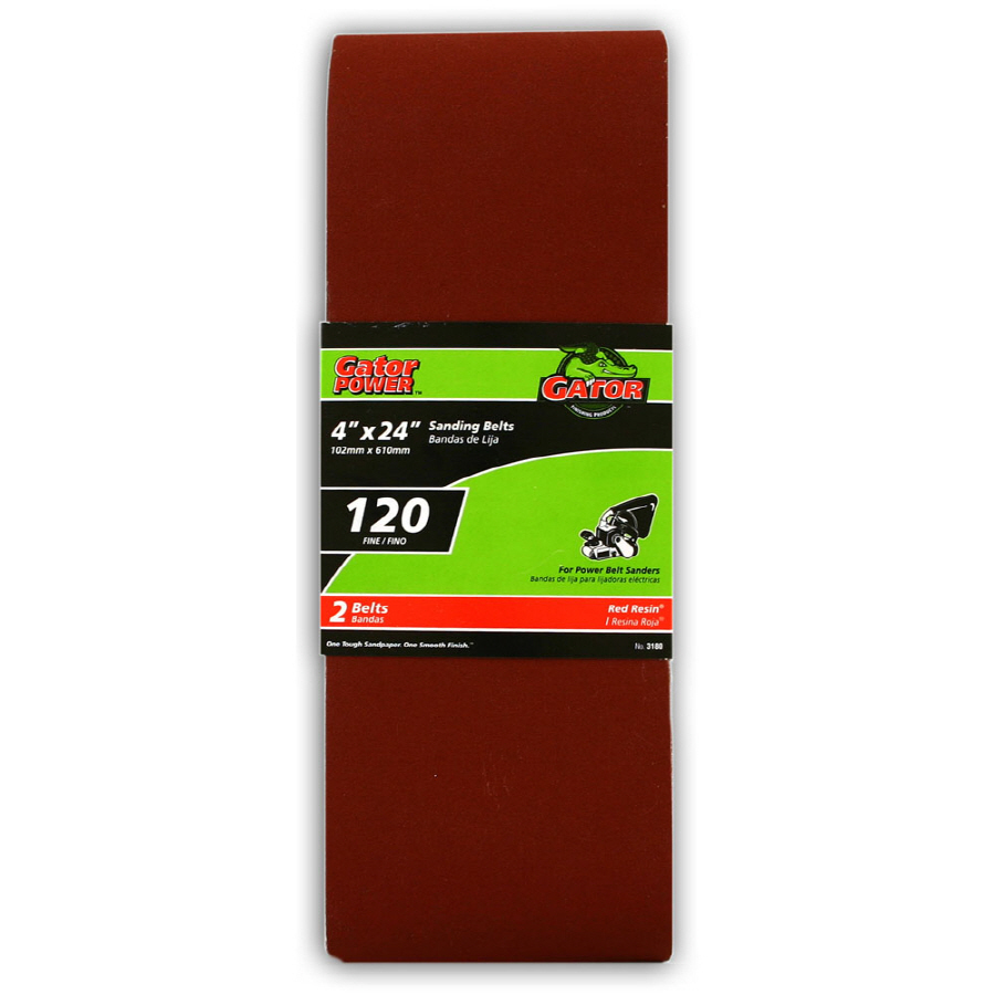 Gator 2 Pack 120 Grit 4 in W x 24 in L Sanding Belt Sandpaper