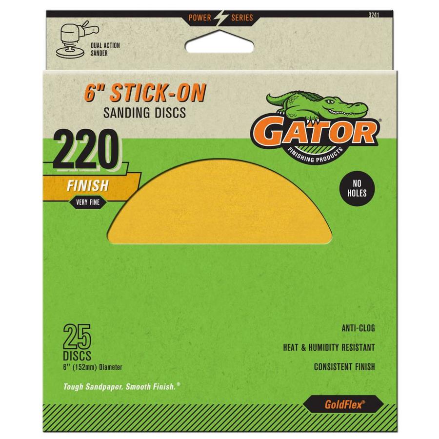 Gator 25 Pack 220 Grit 6 in W x 6 in L Stick On Sanding Disc Sandpaper