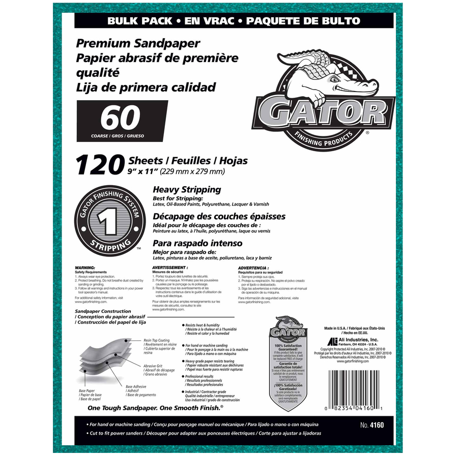 Gator 120 Pack 60 Grit 9 in W x 11 in L Sanding Sheet Sandpaper