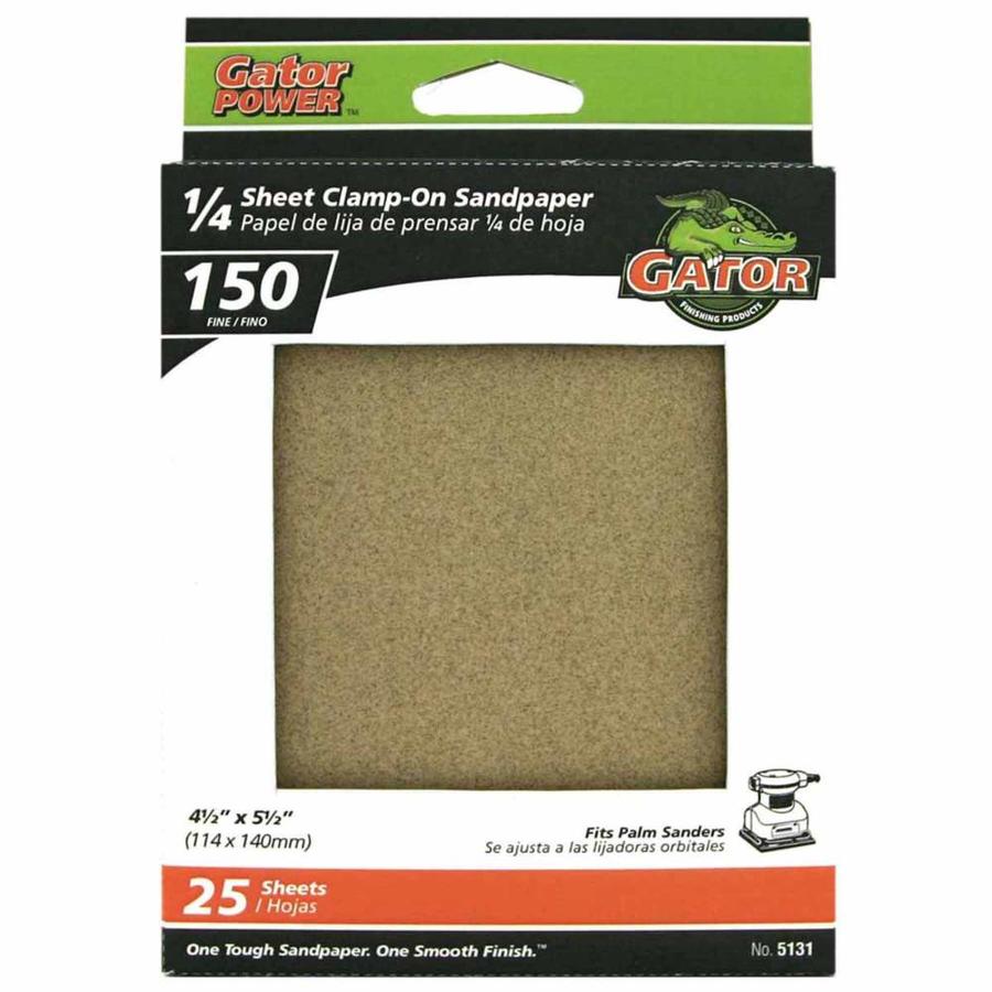 Gator 25 Pack 150 Grit 4 1/2 in W x 5 1/2 in L 1/4 Sheet Clamp on Sandpaper