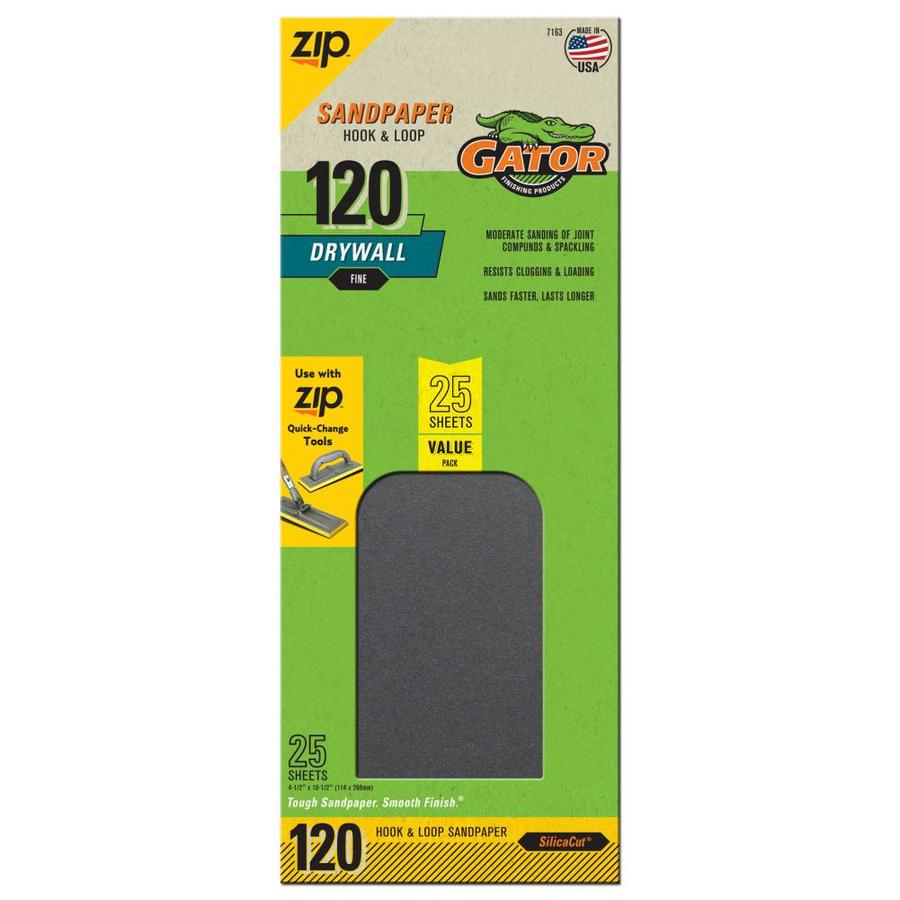 Gator 25 Pack 4.5 in W x 10.5 in L 120 Grit Commercial Drywall Hook and Loop Sanding Sheets
