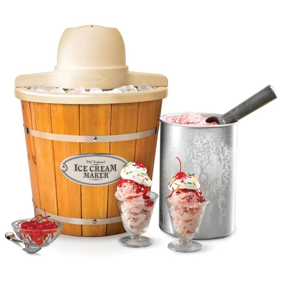 Nostalgia Nostalgia 4-Quart Electric Wood Bucket Ice Cream Maker in Brown | WICM4L