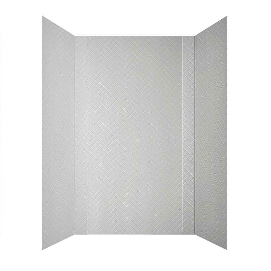 MirroFlex Herringbone White Fiberglass and Plastic Composite Bathtub Wall Surround (Common 60 in x 32 in; Actual 96 in x 60 in)