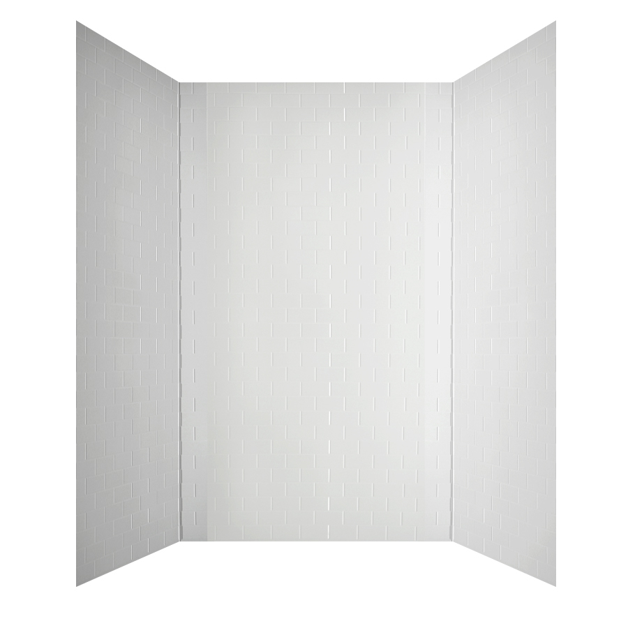 MirroFlex Subway White Fiberglass and Plastic Composite Bathtub Wall Surround (Common 60 in x 32 in; Actual 96 in x 60 in)