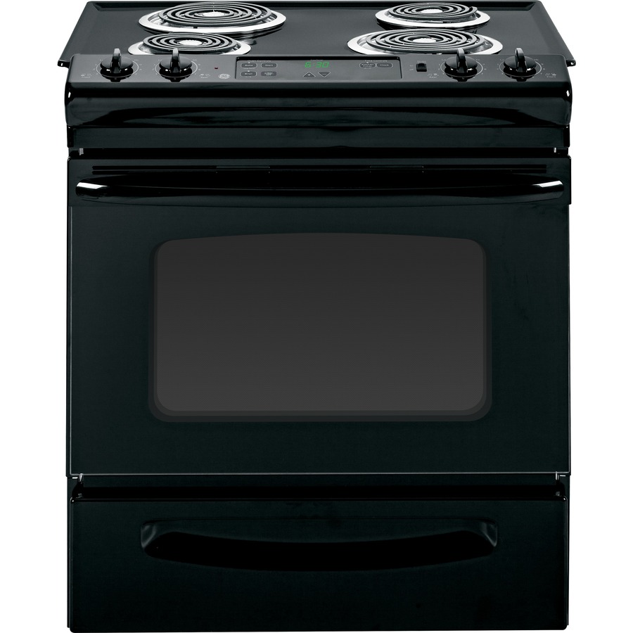 GE 30 in 4.4 cu ft Manual Clean Slide In Electric Range (Black on Black)