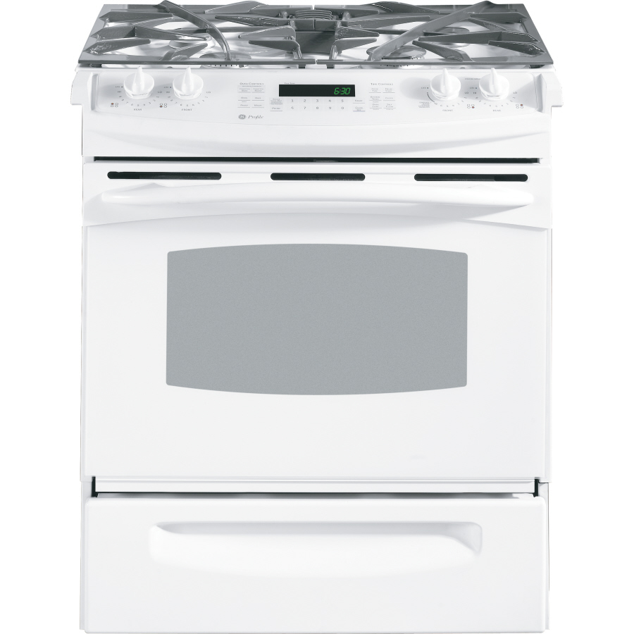 GE Profile 30 in 4.1 cu ft Self Cleaning Slide In Convection Gas Range (White)