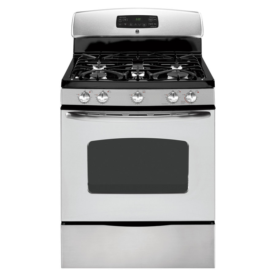 GE 30 in 5 Burner Freestanding 5 cu ft Self Cleaning Gas Range (Stainless Steel)