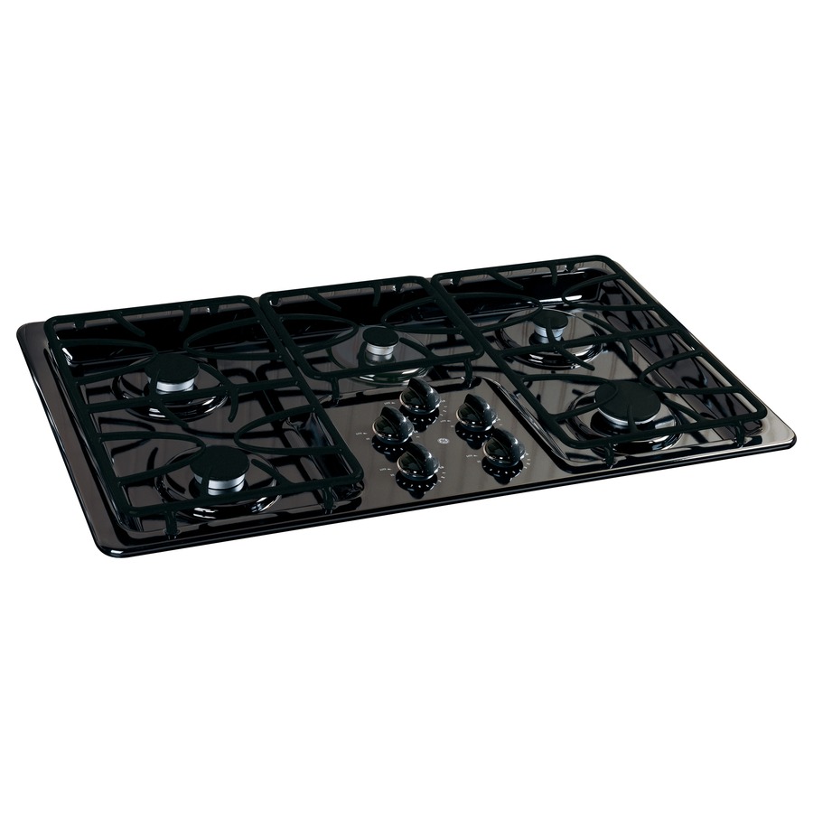 GE 5 Burner Gas Cooktop (Black) (Common 36 in; Actual 36 in)