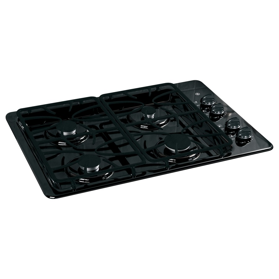 GE 4 Burner Gas Cooktop (Black) (Common 30 in; Actual 30 in)