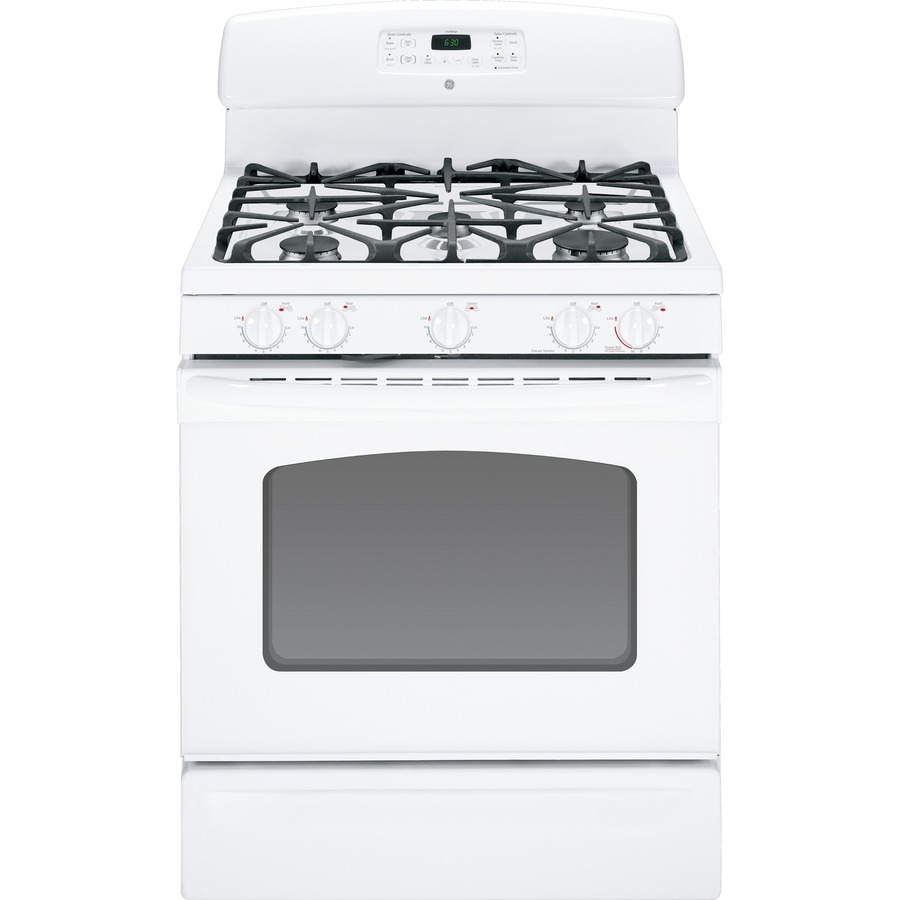 GE 30 in 5 Burner Freestanding 5 cu ft Self Cleaning Gas Range (White)