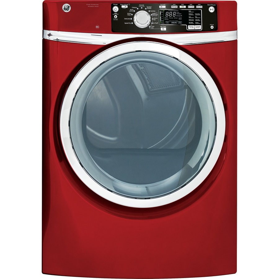 GE 8.1 cu ft Electric Dryer with Steam Cycles (Ruby Red)