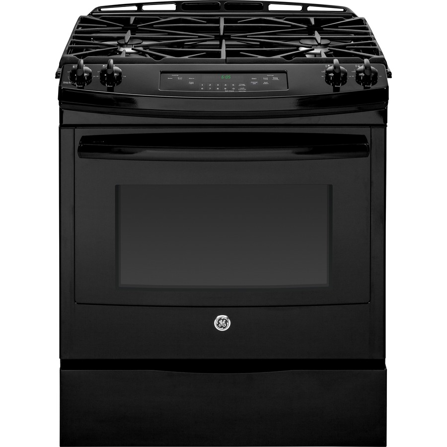 GE 30 in 4 Burner 5.6 cu ft Slide In Gas Range (Black)