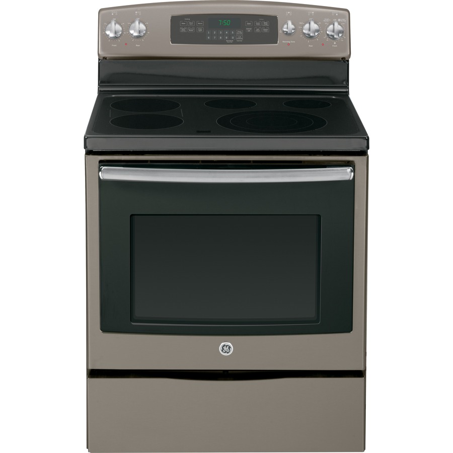 GE Smooth Surface Freestanding 5 Element 5.3 cu ft Self Cleaning with Steam Convection Electric Range (Slate) (Common 30 in; Actual 29.875 in)