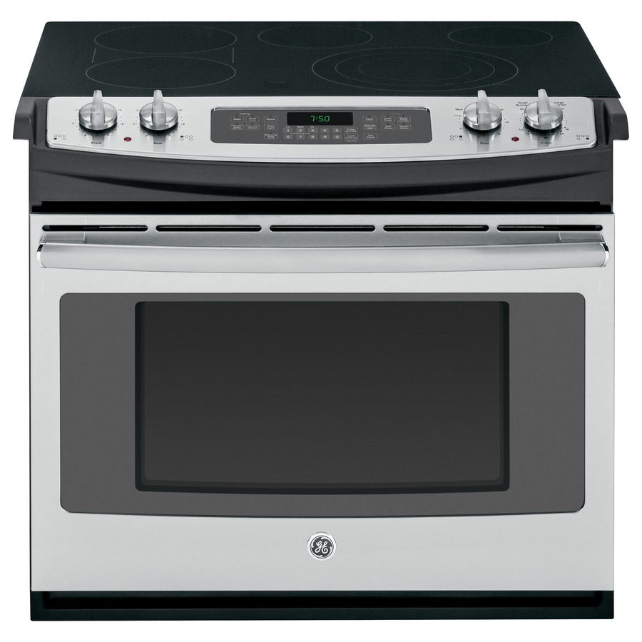 GE 30 in Smooth Surface 5 Element 4.4 cu ft Self Cleaning with Steam Drop In Convection Electric Range (Stainless Steel)
