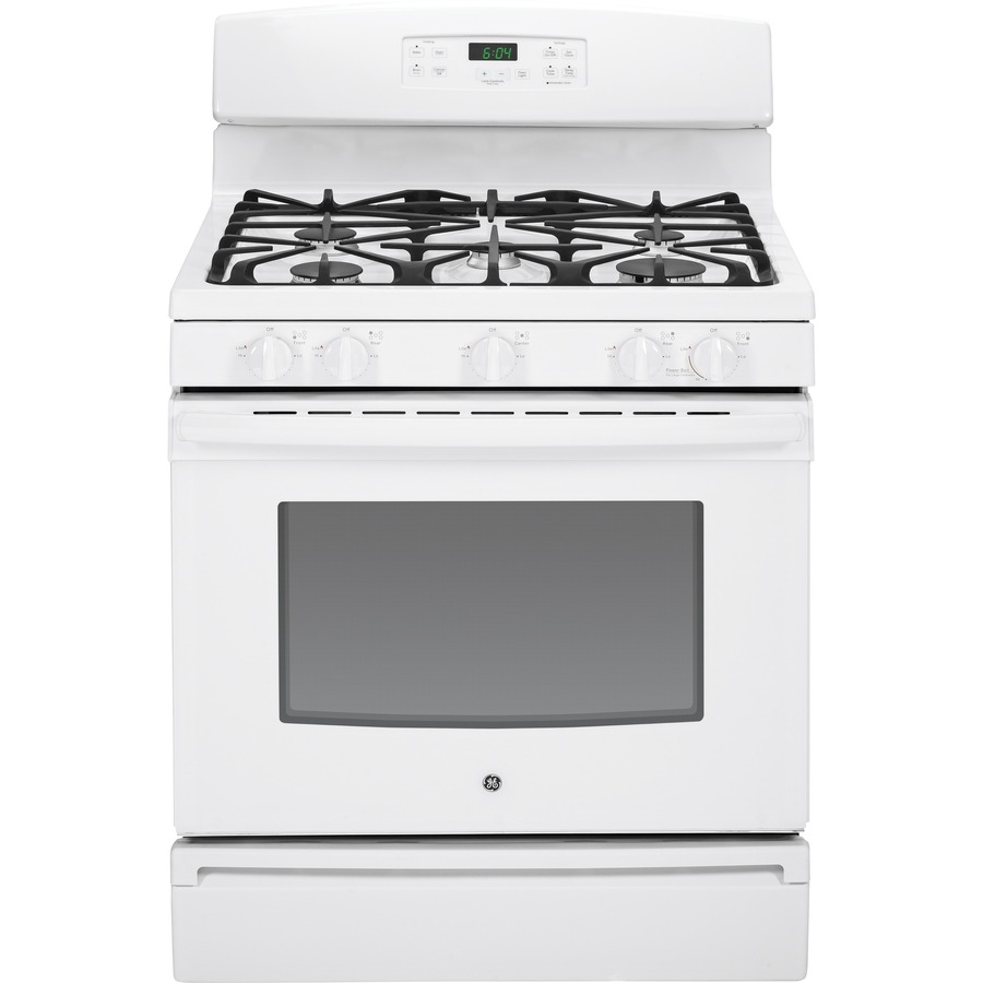 GE 30 in 5 Burner Freestanding 4.8 cu ft Gas Range (White on White)