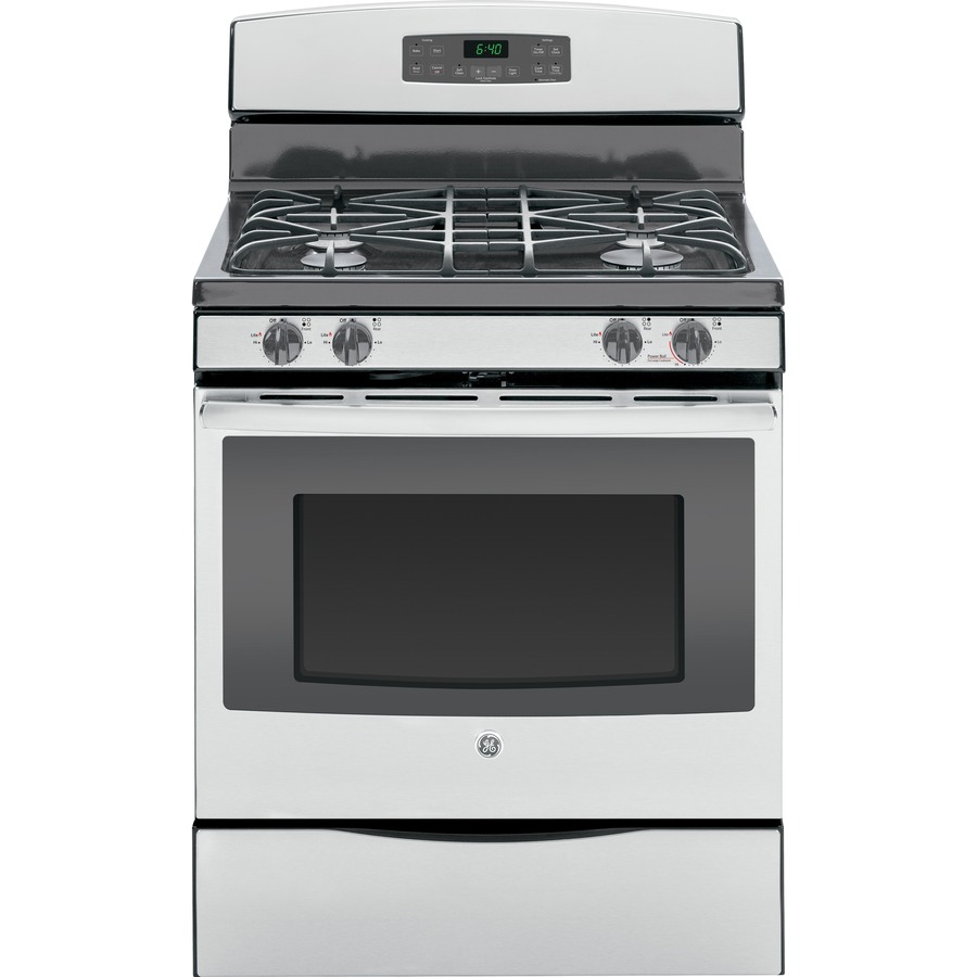 GE Freestanding 5 cu ft Self Cleaning Gas Range (Stainless Steel/Gray) (Common 30 in; Actual 30 in)