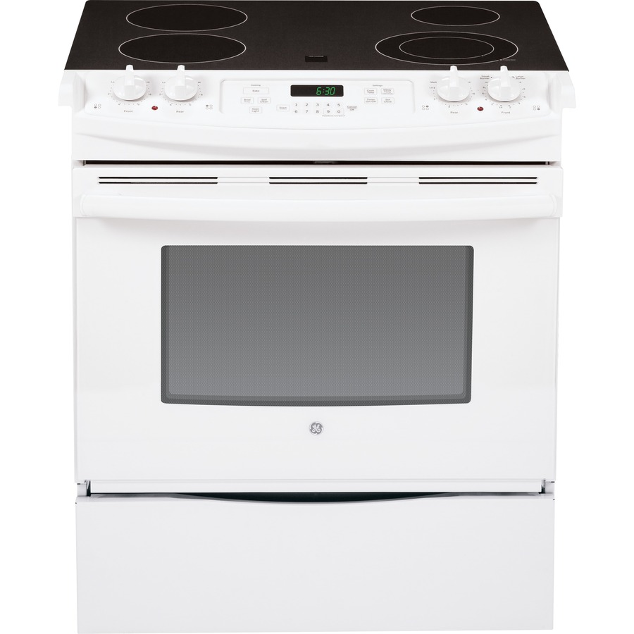 GE 30 in Smooth Surface 4 Element 4.4 cu ft Slide In Electric Range (White)