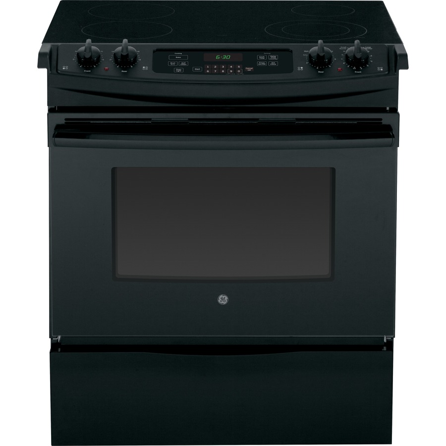 GE 30 in Smooth Surface 4 Element 4.4 cu ft Slide In Electric Range (Black)