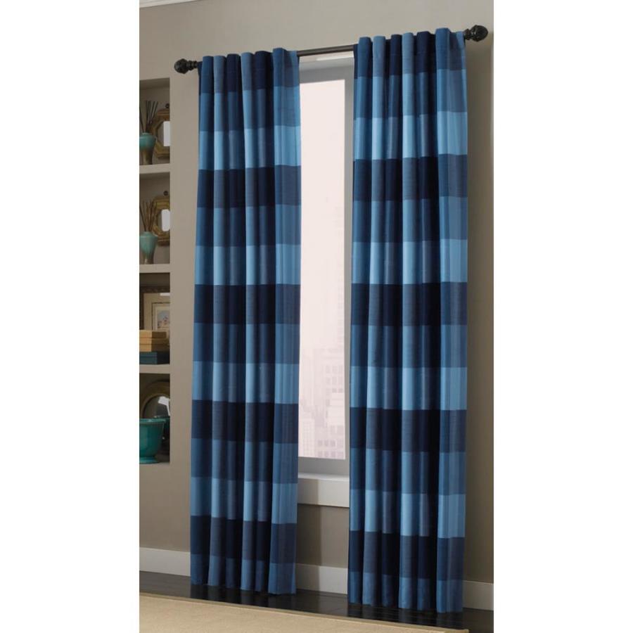 allen + roth Emilia 84 in L Checked Blue Back Tab Curtain Panel