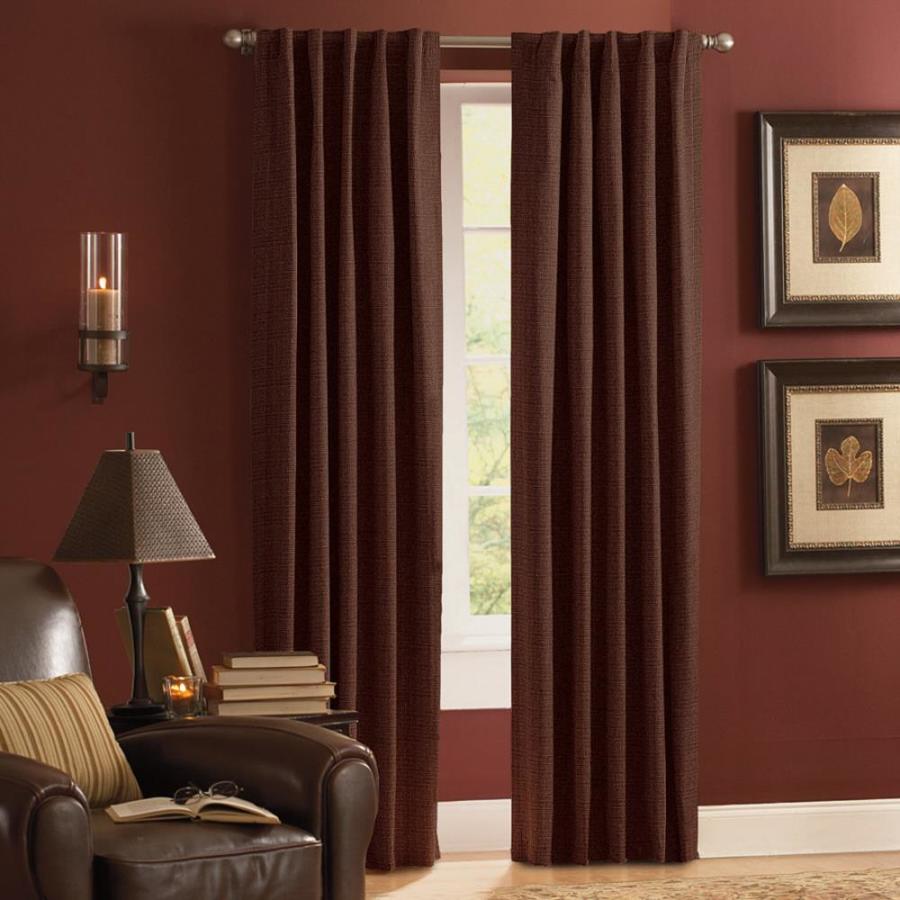 Style Selections Roberta 84 in L Solid Mocha Thermal Rod Pocket Curtain Panel