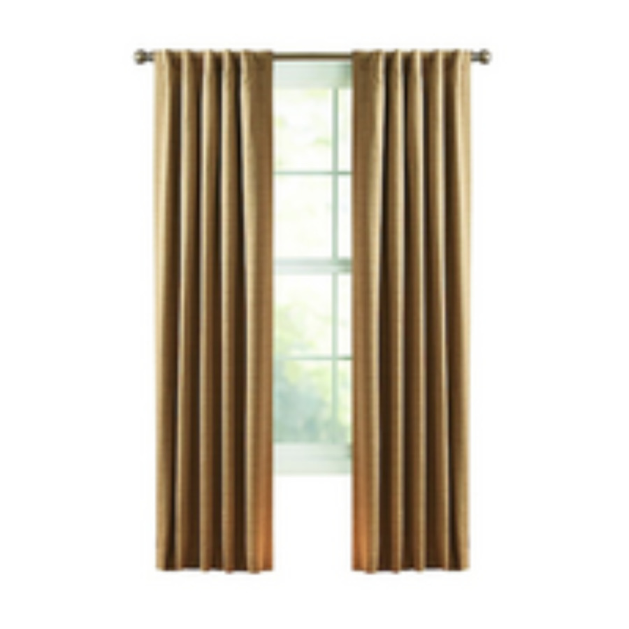 Style Selections Roberta 63 in L Solid Natural Thermal Back Tab Curtain Panel