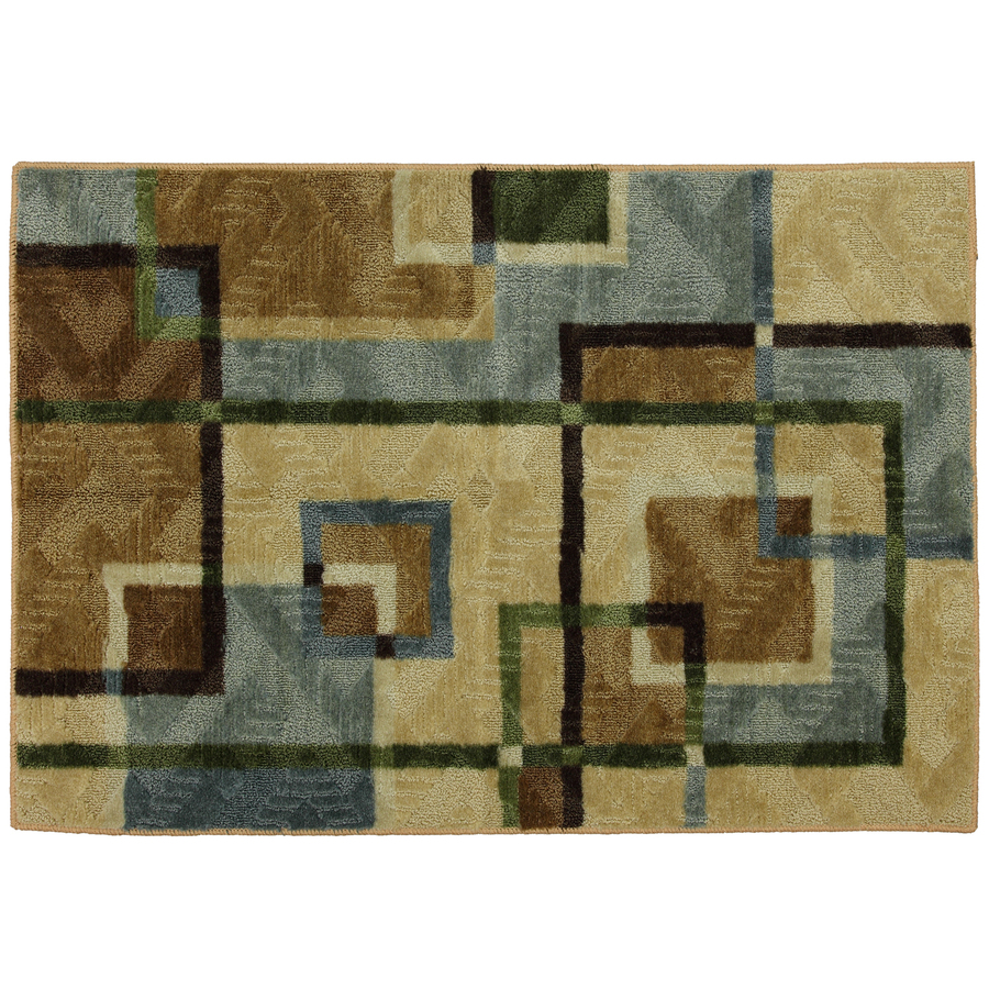 Mohawk Home Cosmopolitan Lines Blue 30 in x 46 in Rectangular Beige Geometric Accent Rug