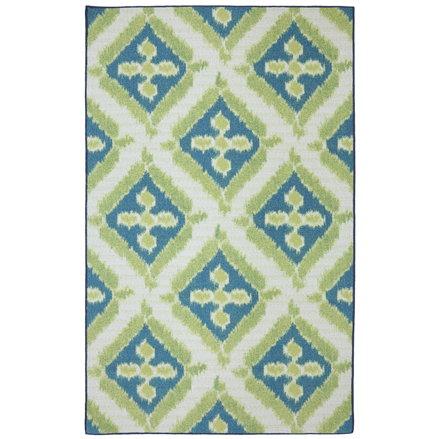 Mohawk Home Summer Splash Blue Rectangular Outdoor Tufted Area Rug (Common 5 x 8; Actual 60 in W x 96 in L x 0.5 ft Dia)
