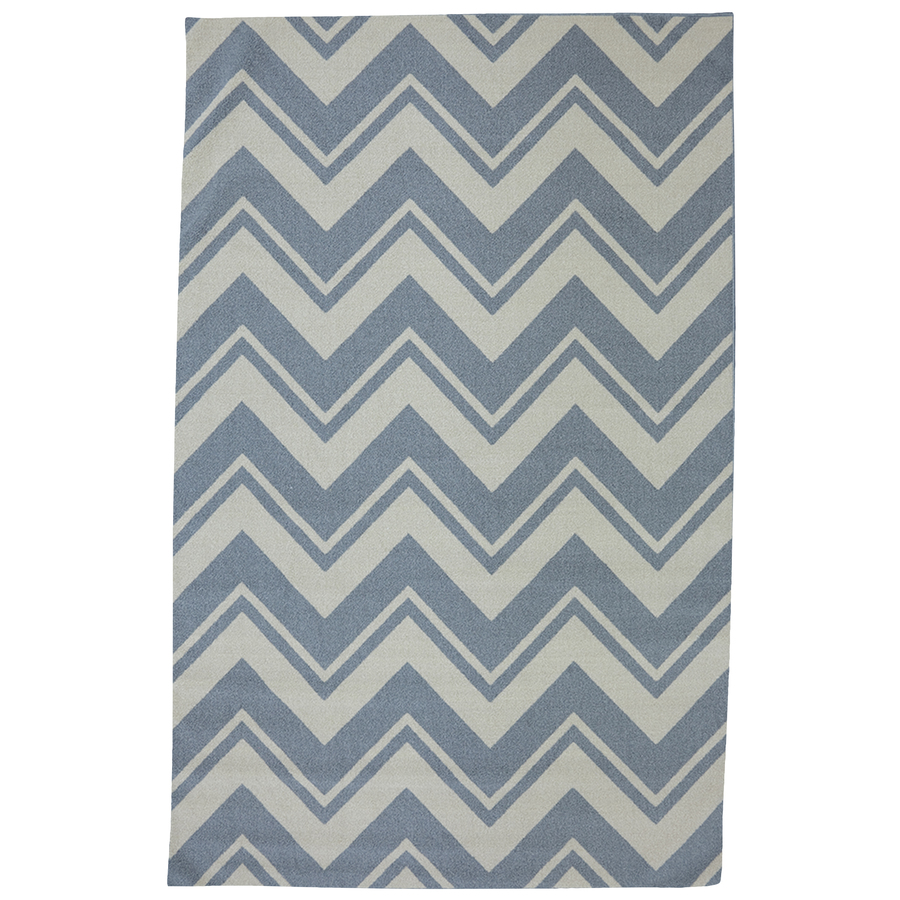Mohawk Home Pool Zig Zag 8 ft x 10 ft Rectangular Blue Transitional Outdoor Area Rug