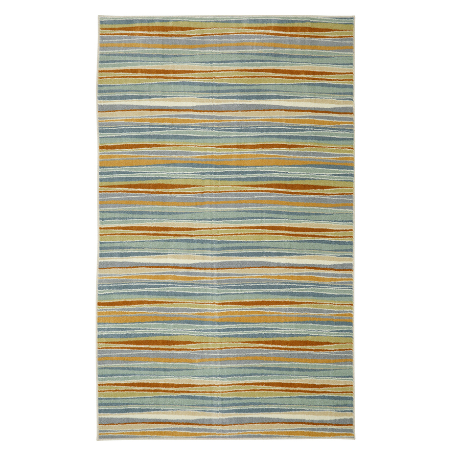 Mohawk Home Confetti Stripes Cream Aqua Rectangular Indoor Tufted Area Rug (Common 8 x 10; Actual 96 in W x 120 in L)