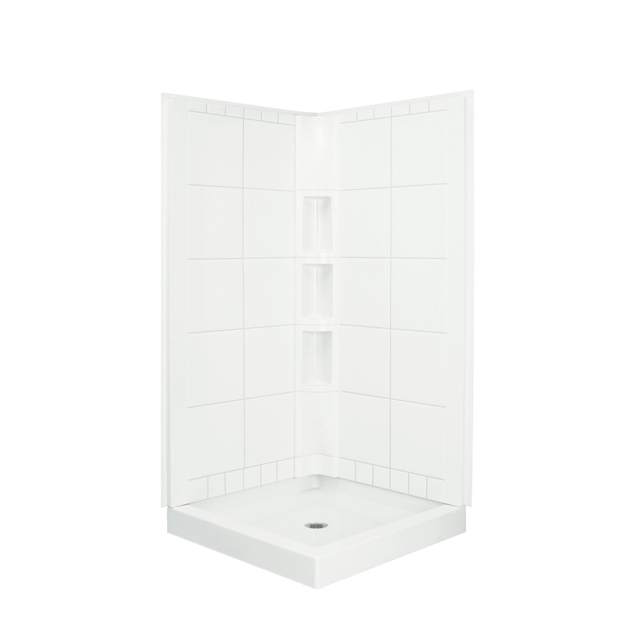 Sterling Intrigue 79.125 in H x 40.25 in W x 40.25 in L White Square 3 Piece Corner Shower Kit