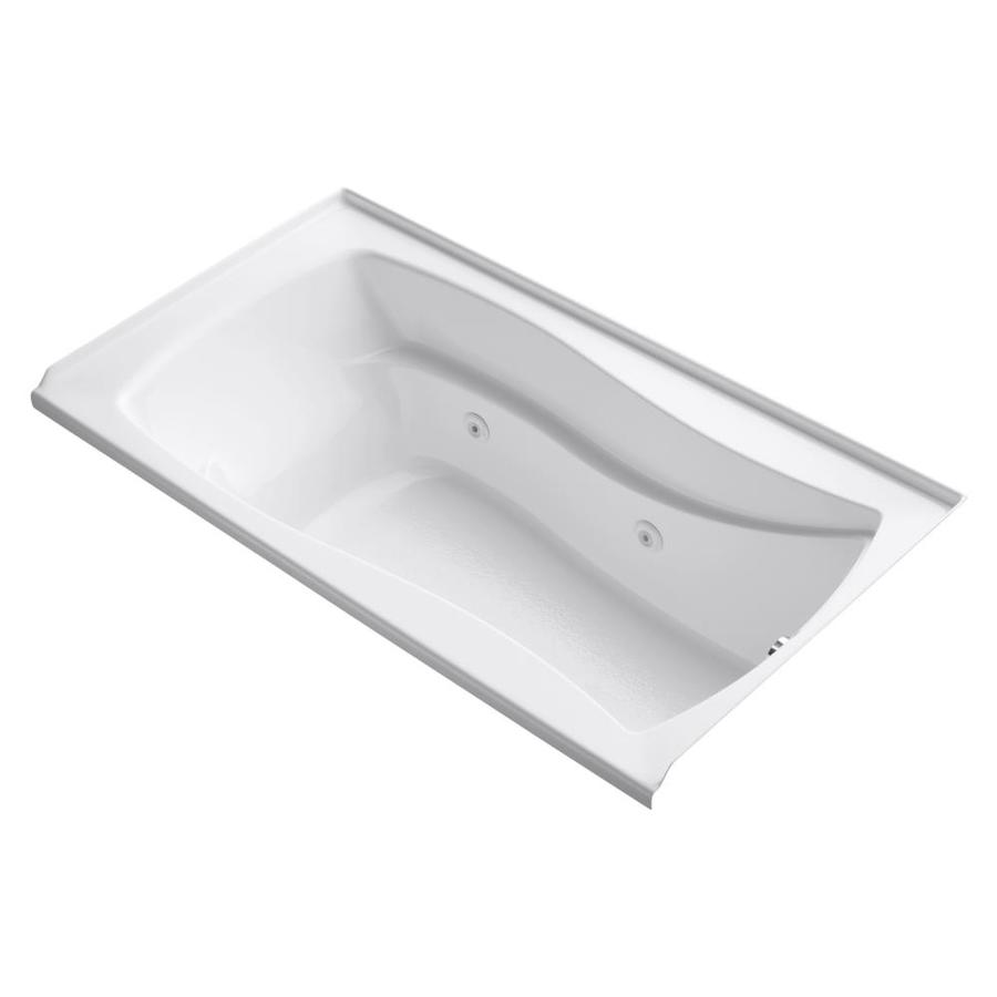 KOHLER Mariposa 66 in L x 35.875 in W x 20 in H White Hourglass in Rectangle Whirlpool Tub