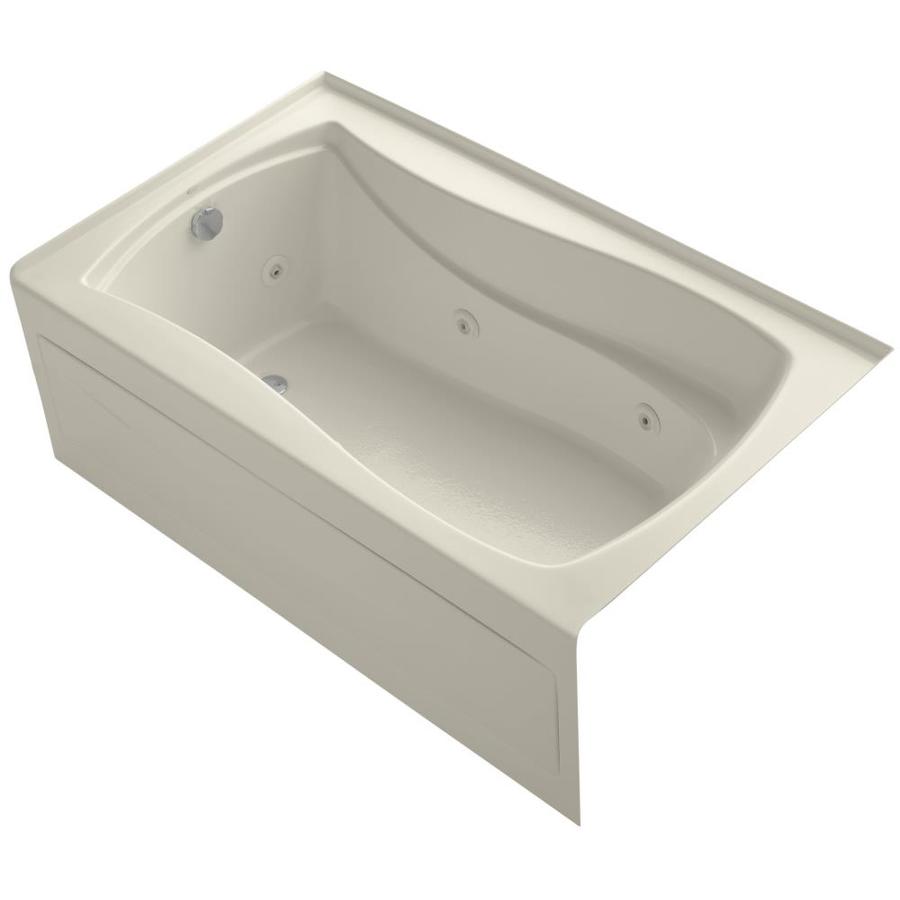 KOHLER Mariposa 60 in L x 36 in W x 20 in H Almond Hourglass in Rectangle Whirlpool Tub