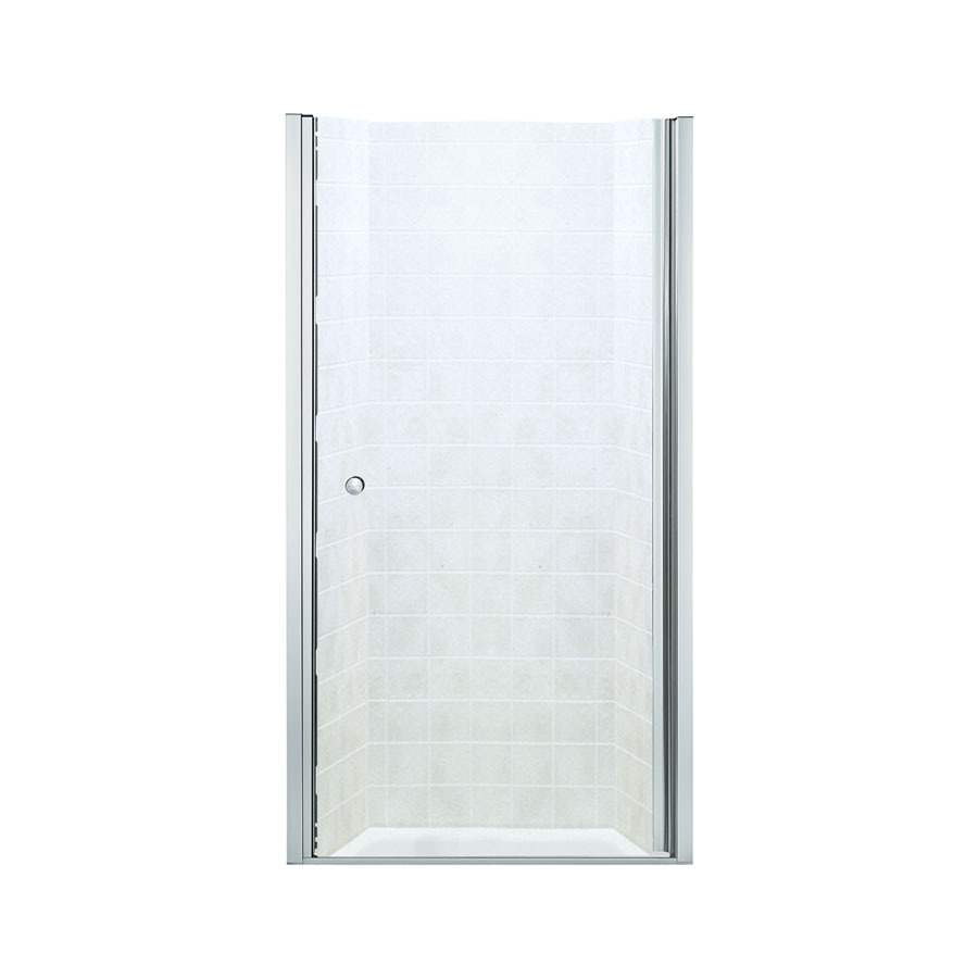 Sterling Finesse 26.3125 in to 32.75 in Silver Frameless Hinged Shower Door