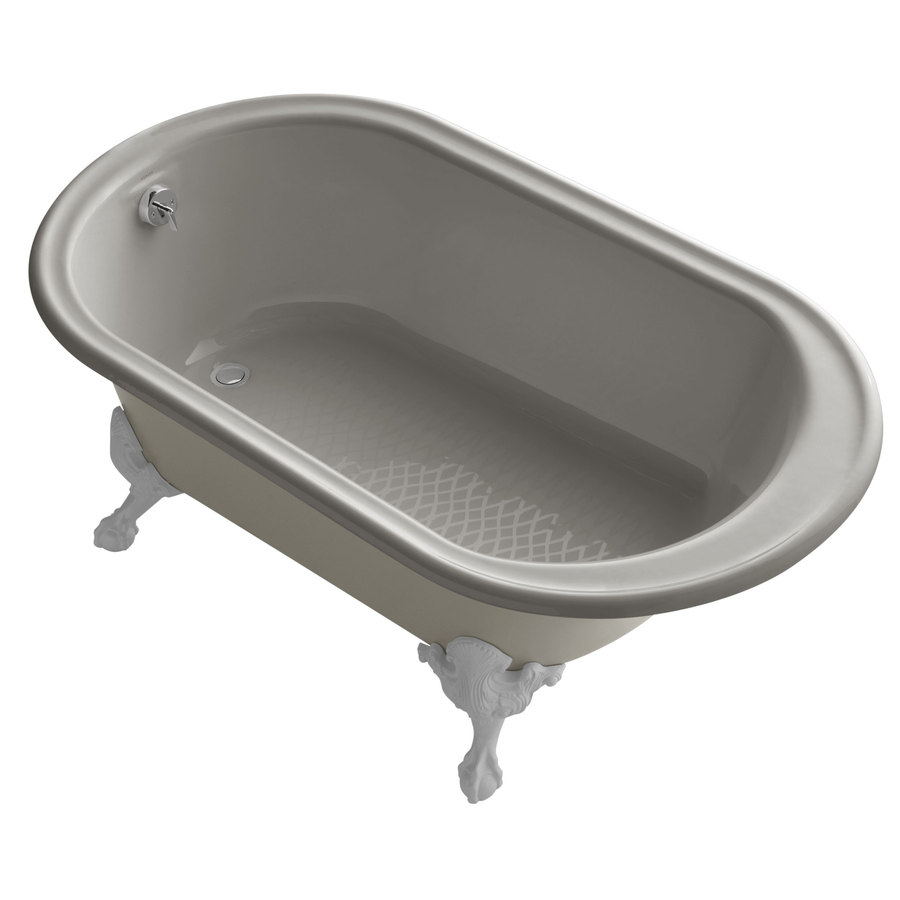 KOHLER Iron Works Historic 66 in L x 36 in W x 24.5 in H Cashmere Cast Iron Oval Clawfoot Bathtub with Reversible Drain