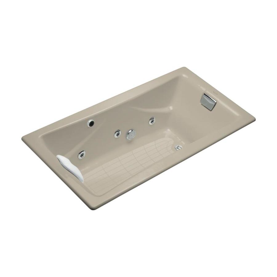 KOHLER Tea For Two 71.75 in L x 36 in W x 20.875 in H 2 Person Sandbar Rectangular Whirlpool Tub