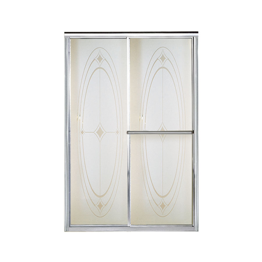 Sterling Deluxe 54.375 in to 59.375 in W x 70 in H Silver Sliding Shower Door