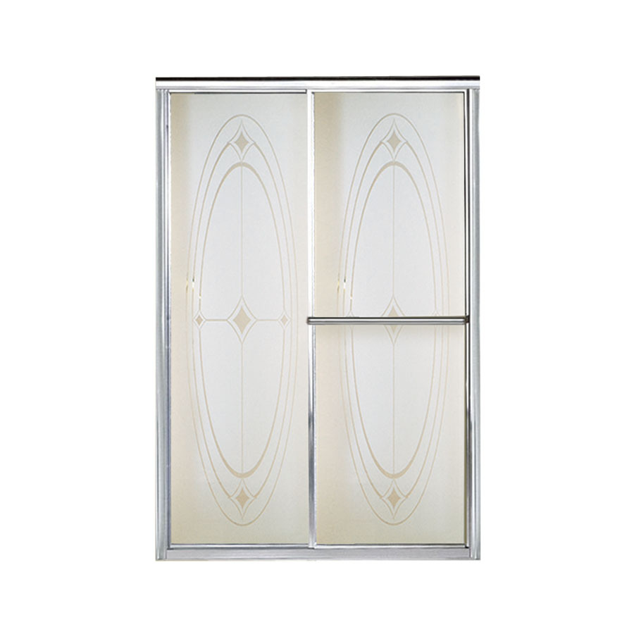 Sterling Deluxe 43.875 in to 48.875 in W x 70 in H Silver Sliding Shower Door