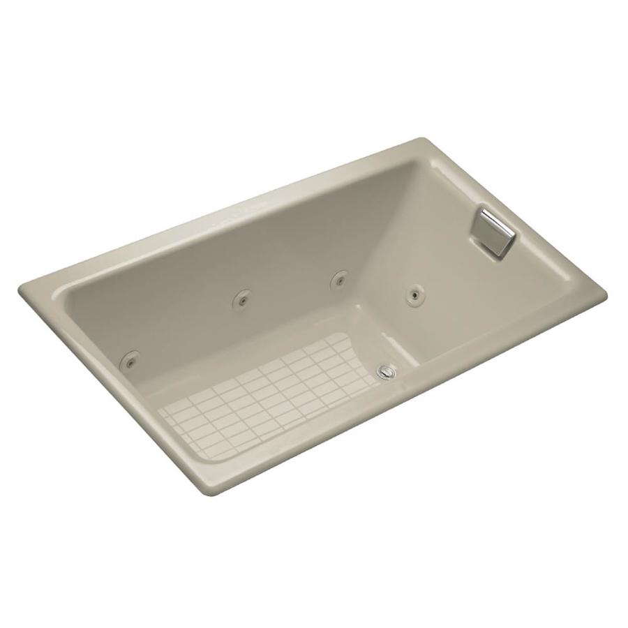 KOHLER Tea For Two 66 in L x 36 in W x 24 in H 2 Person Sandbar Rectangular Whirlpool Tub