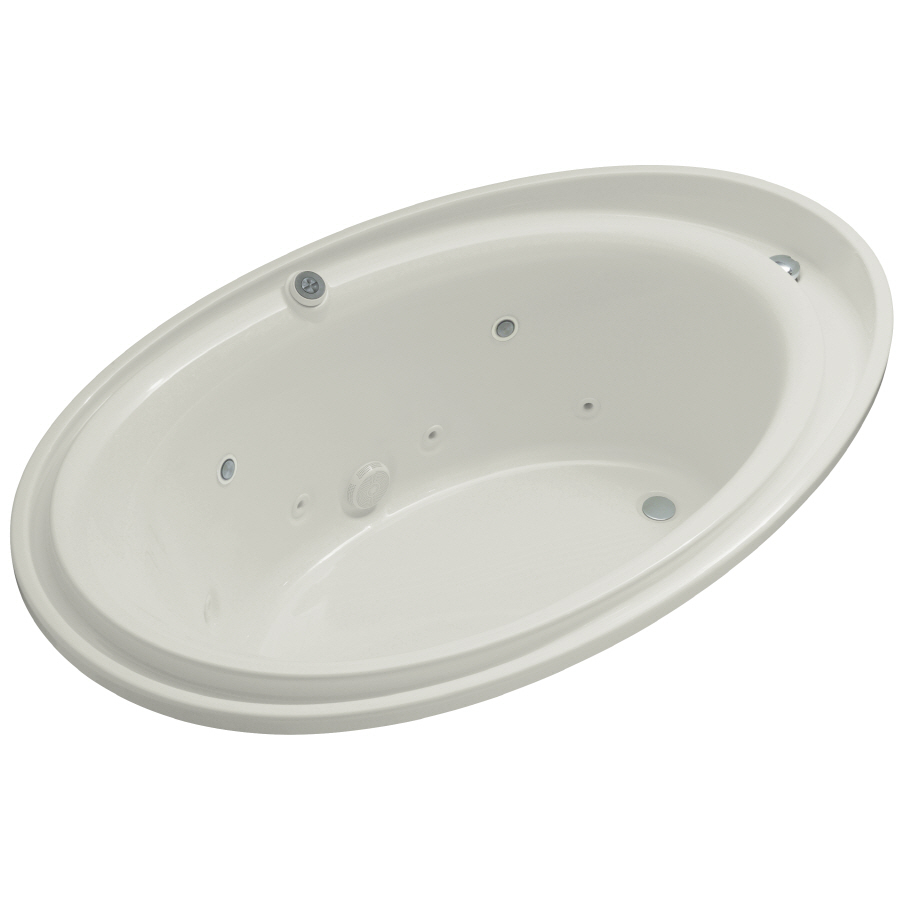 KOHLER Purist 72 in L x 46 in W x 25.68 in H Ice Grey Oval Whirlpool Tub