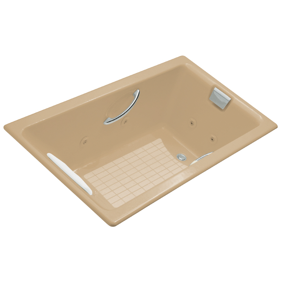 KOHLER Tea For Two 66 in L x 36 in W x 23 in H 2 Person Mexican Sand Rectangular Whirlpool Tub