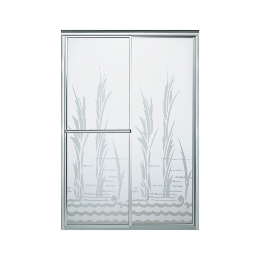 Sterling Deluxe 43.875 in to 48.875 in W x 70 in H Silver Sliding Shower Door