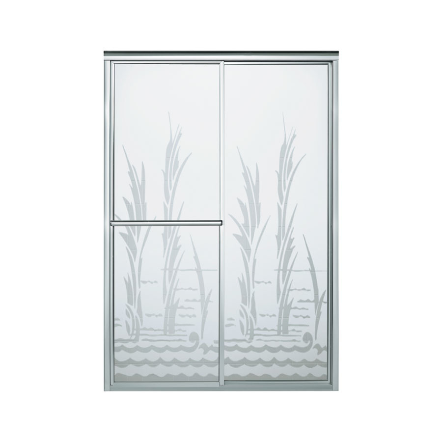 Sterling Deluxe 54.38 in to 59.375 in W x 70 in H Silver Sliding Shower Door