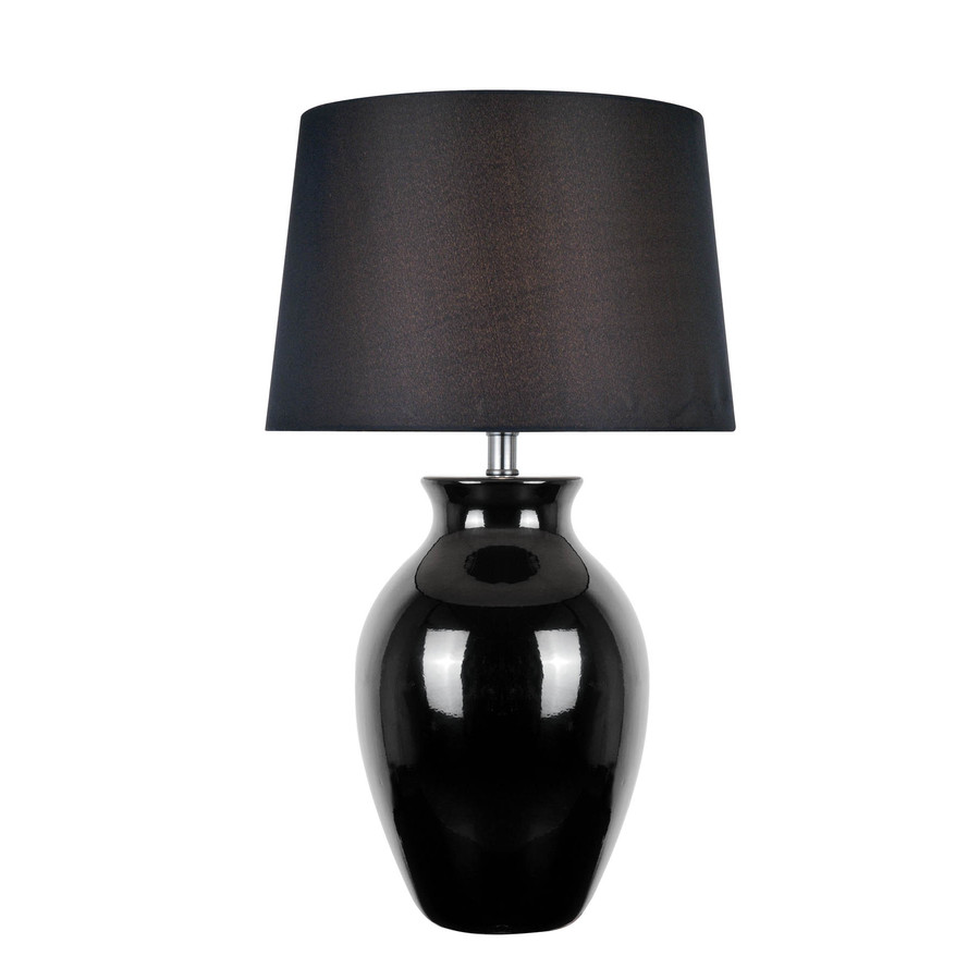 Lite Source Maya 26.75 in Black Indoor Table Lamp with Fabric Shade