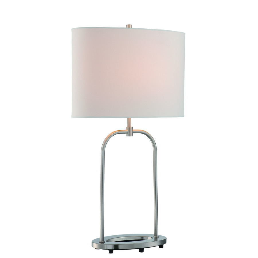 Lite Source Cailean 27.5 in Polished Steel Indoor Table Lamp with Fabric Shade