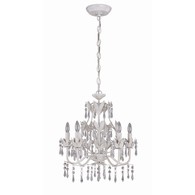 5 LITES CHANDELIER - ANT. WHT W/P