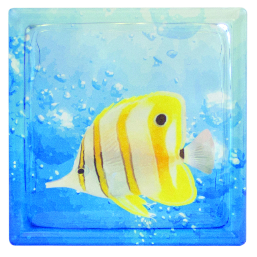 Pittsburgh Corning Expressions Tropical Fish In Water Art Block Glass Block (Common 8 in H x 8 in W x 4 in D; Actual 7.75 in H x 7.75 in W x 3.875 in D)