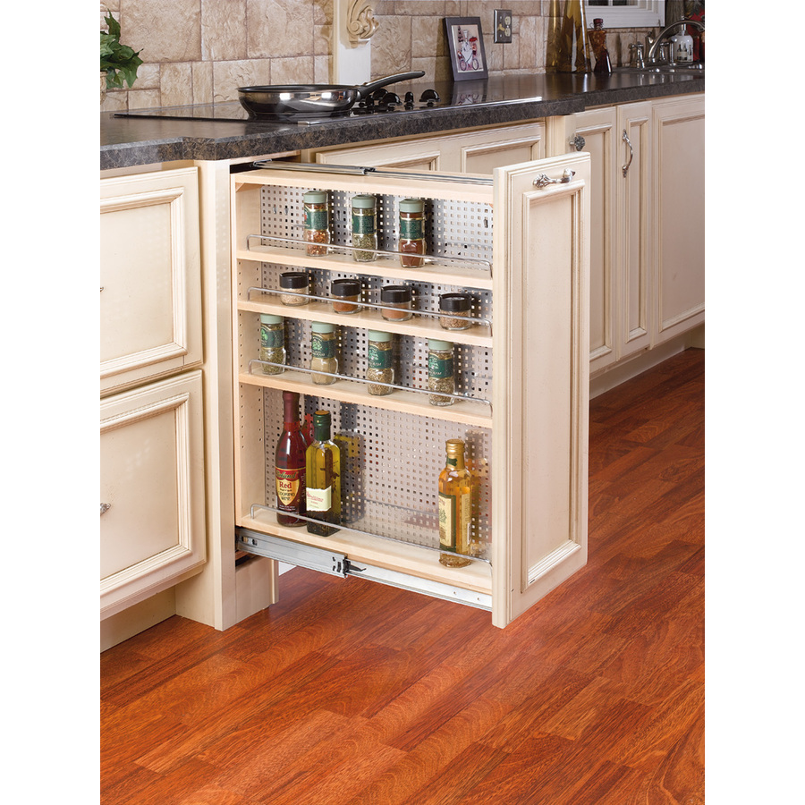 Rev A Shelf 9 in W x 23 in D x 30 in H 4 Tier Wood Pull Out Cabinet Basket